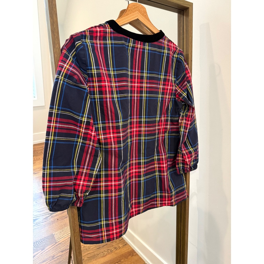 Talbots Petite Plaid Tunic Top Velvet Trim V Neck Long Sleeve Women's MP Hoilday - Picture 2 of 7